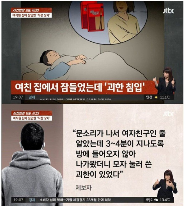 출근한 여직원 집에 침입한 직장 상사